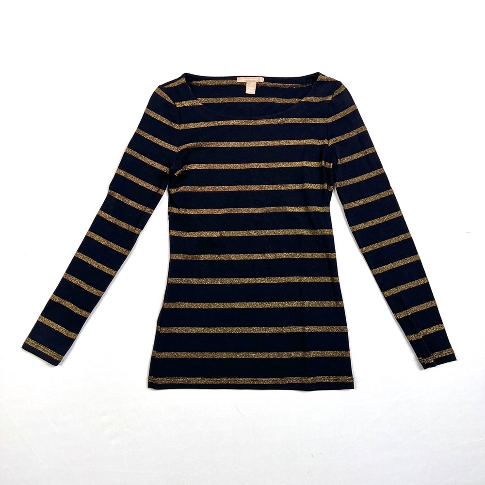 Banana Republic gold-striped tee — XS